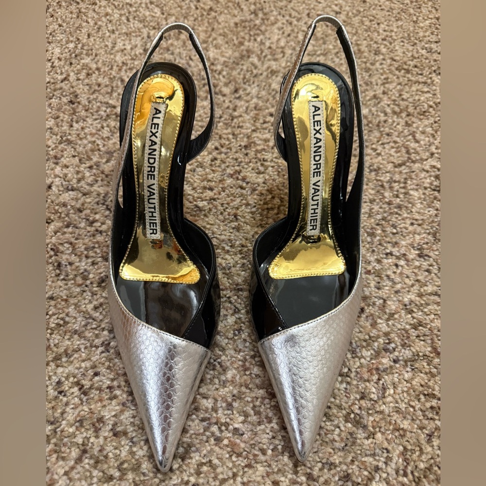 Alexandre Vauthier Women's Avi Pumps Silver Size 38 105mm heel